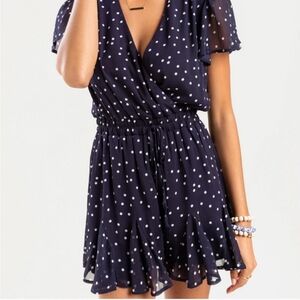 Trixxi- Navy Polyester Polka Dots Romper  Size XS